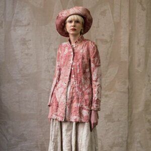 P.R. Patterson Hermitage Doublet Jacket in Red Natural Linen Small NWT